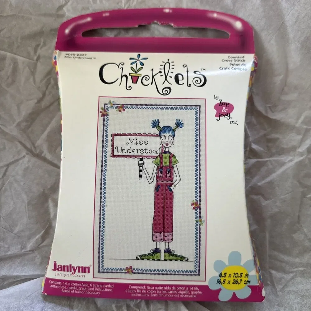 Janlynn Chicklets #019-0427 New In Box Cross Stitch Kit Open Outer Package